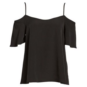 B.P. Open shoulder flows top in black